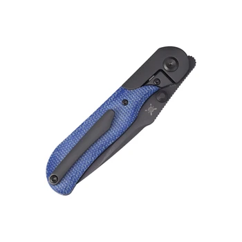 Kansept Lichen Folding Knife Blue Micarta Handle 3.0" Gray TiCN Coated 154CM Drop Point Plain Edge T2091A2