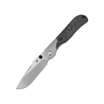 Kansept Lichen Folding Knife Twill Carbon Fiber Handle 3.0" Stonewash 154CM Drop Point Plain Edge T2091A3