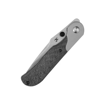 Kansept Lichen Folding Knife Twill Carbon Fiber Handle 3.0" Stonewash 154CM Drop Point Plain Edge T2091A3
