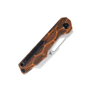 Kansept Lucero Folding Knife Orange G-Mascus Handle 154CM Reverse Tanto Plain Edge Stonewash Blade T2156A3