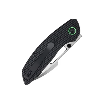 Kansept Link Folding Knife Black Aluminum Handle 14C28N Plain Edge Satin Finish T1068H1