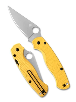 Spyderco Para Military 2 Compression Lock Folding Knife Lightweight Salt Yellow Handle CPM MagnaCut Satin Blade C81PYL2