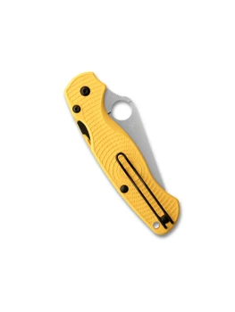 Spyderco Para Military 2 Compression Lock Folding Knife Lightweight Salt Yellow Handle CPM MagnaCut Satin Blade C81PYL2