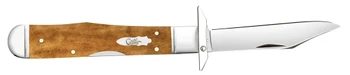 Case Cheetah Cub Folding Knife Smooth Antique Brown Bone Handle Tru-Sharp Stainless Steel Clip Point Plain Edge Mirror-Polish Finish 58214