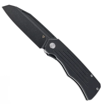 Tuya Grit Folding Knife Black Titanium Handle 14C28N Plain Edge Black Stonewash Finish