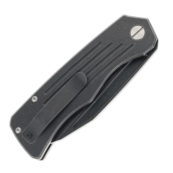 Tuya Grit Folding Knife Black Titanium Handle 14C28N Plain Edge Black Stonewash Finish