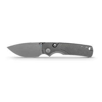 Vosteed Porcupine TiSlim Folding Knife Acid Wash Gray Titanium Handle 154CM Drop Point Plain Edge Acid Wash/Stonewash Finish A4820