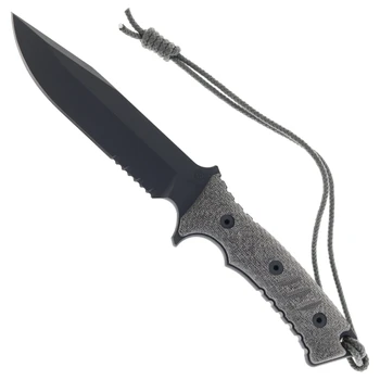 Chris Reeve Pacific Fixed Blade Knife Black Canvas Micarta 6" Black Cerakote MagnaCut Clip Point Partially Serrated PAC-1001