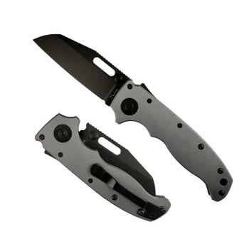 Demko AD20.5 Stealth Folding Knife 20CV Artillery Gray Aluminum Handle DLC Shark Foot Blade
