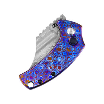 Kansept Wasp Folding Knife Color Timascus Handle 2.4" Damascus Plain Edge T2144F7