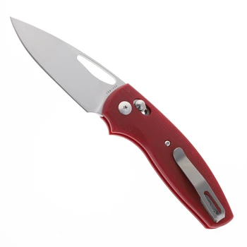 Three River Manufacturing LEFTY Bulldog Folding Knife REVB MagnaCut Blade Ruby Red G10 3D Lizard Skin Handle