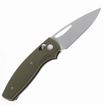 Three River Manufacturing LEFTY Bulldog Folding Knife REVB MagnaCut Blade OD Green G10 3D Lizard Skin Handle