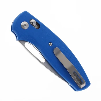 Three River Manufacturing LEFTY Bulldog Folding Knife REVB MagnaCut Blade Royal Blue G10 3D Lizard Skin Handle