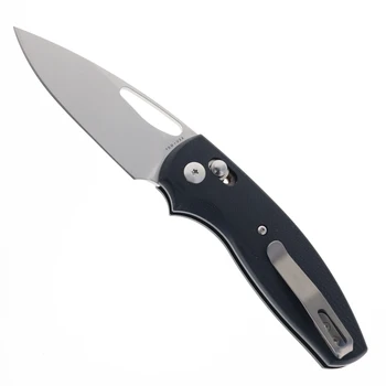 Three River Manufacturing LEFTY Bulldog Folding Knife REVB MagnaCut Blade Jet Black G10 3D Lizard Skin Handle