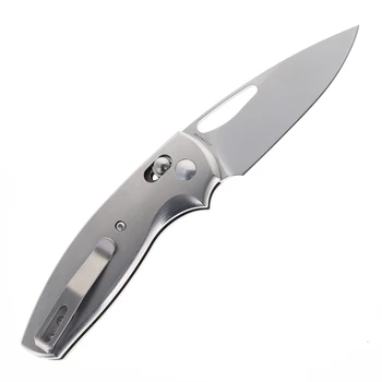 Three River Manufacturing Bulldog Rev B Folding Knife MagnaCut Steel Blade Titanium Pinstripe Scales