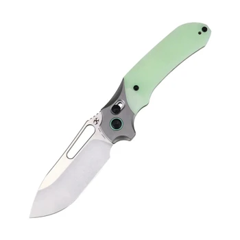 Kansept Quasar Folding Knife Glow-in-the-Dark Green G10 Handle 154CM Modified Wharncliffe Plain Edge Stonewash T1099V5