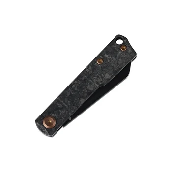 Tenable Riflestock Folding Knife Black Shred Carbon Fiber Handle Nitro-V Wharncliffe Plain Edge Blackwash Finish B2131S2