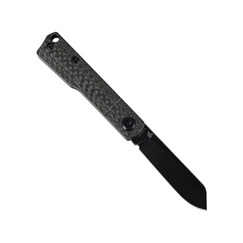 Tenable Riflestock Folding Knife Twill Carbon Fiber Handle Nitro-V Plain Edge Blackwash Finish B2131S3