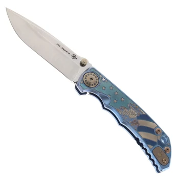 Spartan Harsey SF5 Custom Folding Knife Uncle Sam Titanium Handle Magnacut Plain Edge