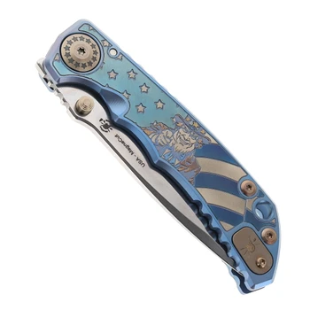 Spartan Harsey SF5 Custom Folding Knife Uncle Sam Titanium Handle Magnacut Plain Edge