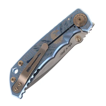 Spartan Harsey SF5 Custom Folding Knife Uncle Sam Titanium Handle Magnacut Plain Edge