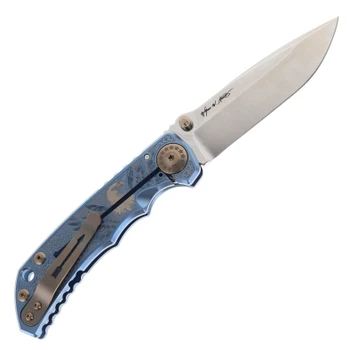 Spartan Harsey SF5 Custom Folding Knife Uncle Sam Titanium Handle Magnacut Plain Edge