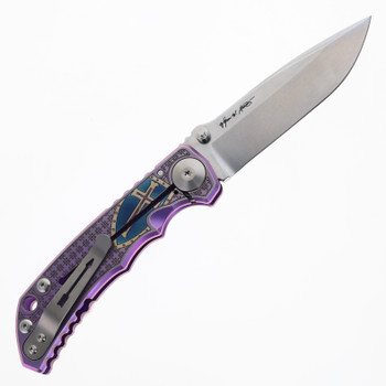 Spartan Blades Harsey Templar Special Edition Folding Knife Purple Titanium Handle MagnaCut Spear Point Plain Edge Stonewash Finish SF5TEMP