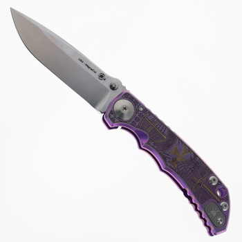 Spartan Blades Harsey Templar Special Edition Folding Knife Purple Titanium Handle MagnaCut Spear Point Plain Edge Stonewash Finish SF5TEMP