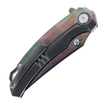 SixLeaf Folding Knife Color Zirconium Handle Forged Damascus Plain Edge SL-114-Zirconium