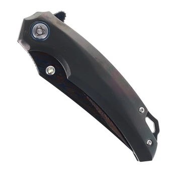 SixLeaf Folding Knife Color Zirconium Handle Forged Damascus Plain Edge SL-114-Zirconium