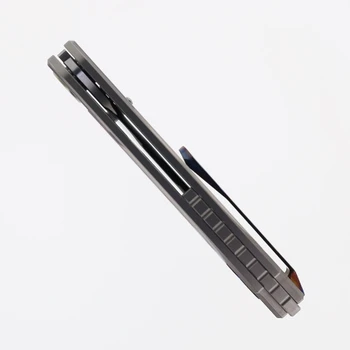SixLeaf Folding Knife Color Titanium Handle S35VN Plain Edge Sandblast Finish SL-112-Fire-01