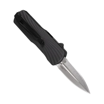 Hogue Micro Counterstrike OTF Automatic Knife Stone Tumbled Double Edge MagnaCut Blade Slate Blue Polymer / Black Aluminum 34703