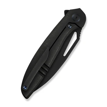 WE Knife Tiercel Folding Knife Black Titanium Handle MagnaCut Plain Edge Black Stonewash Blade WE26021-1
