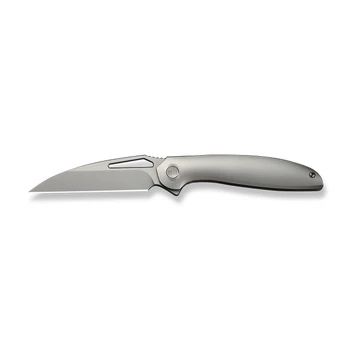 WE Knife Tiercel Folding Knife Gray Titanium Handle MagnaCut Plain Edge Stonewash Blade WE26021-2