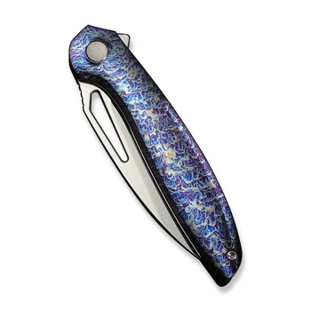 WE Knife Tiercel Folding Knife Flamed Titanium Handle MagnaCut Plain Edge Satin Blade WE26021-4