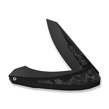 WE Knife Suisei Folding Knife Dark Graphite Ti/Black/White Carbon Fiber Handle M390 Plain Edge Dark Graphite Stonewash Blade WE25086-3