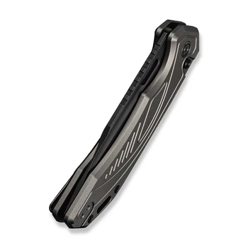 Civivi Zelthara Folding Knife Gray Aluminum Handle 14C28N Plain Edge Black Stonewash Blade C25076-2
