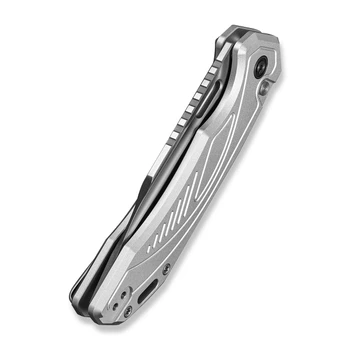 Civivi Zelthara Folding Knife Silver Aluminum Handle 14C28N Clip Point Plain Edge Satin Finish C25076-3
