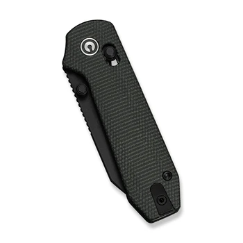Civivi Lil Yonder Folding Knife Dark Green Canvas Micarta Handle 14C28N Spey Point Plain Edge Black Stonewash Finish C25025B-2