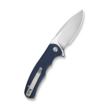 Civivi Mini Praxis Folding Knife Blue Canvas Micarta Handle D2 Drop Point Plain Edge Satin Finish C18026C-6