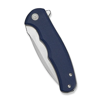 Civivi Mini Praxis Folding Knife Blue Canvas Micarta Handle D2 Drop Point Plain Edge Satin Finish C18026C-6