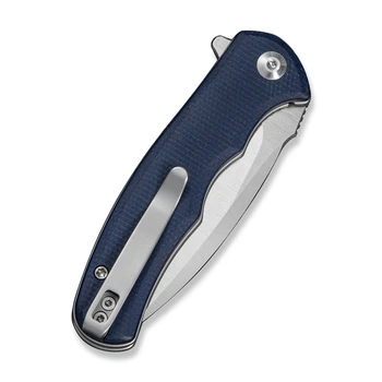 Civivi Mini Praxis Folding Knife Blue Canvas Micarta Handle D2 Drop Point Plain Edge Satin Finish C18026C-6