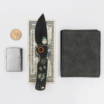 Vosteed Porcupine Munch Munch Halloween Edition Folding Knife Black & Glow-in-the-Dark Green G-10 Handle 2.99" Black Stonewash 14C28N Drop Point A2630
