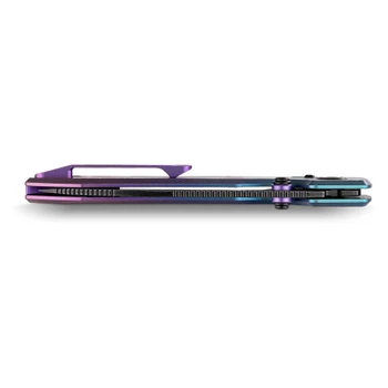 Vosteed Raccoon TiSlim Munch Munch Halloween Edition Folding Knife Blue-to-Purple Anodized Titanium Handle 3.18" Black Stonewash 154CM Drop Point A4516