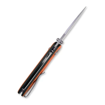 GEO Knife Halloween Ethereal Cutter Folding Knife Black/Orange G-10 Handle 3" Stonewash M390 Drop Point GEO2402-1D