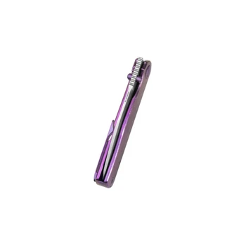 KB Albatross Folding Knife Purple Crystallized Titanium Handle M390 Clip Point Plain Edge Silver Bead Blast Finish KB471E