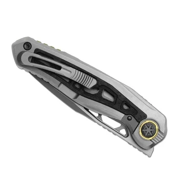 Kizer Lupercalia X-Series Folding Knife Gray Titanium/Carbon Fiber Handle M390 Drop Point Plain Edge Two-Tone Stonewash Finish ZX-FK07A1