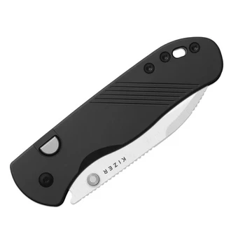 Kizer Drop Bear 292 AirTi Folding Knife Gray Aluminum Handle 2.92" Satin M390 Drop Point K3619.292BD2