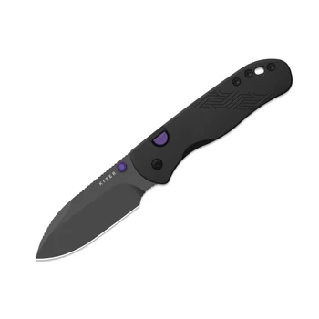 Kizer Drop Bear 292 AirTi Folding Knife Black Aluminum Handle M390 Drop Point Plain Edge Gray PVD Finish K3619.292BD3