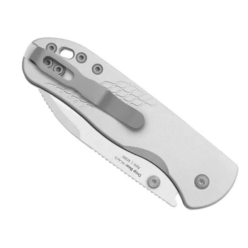 Kizer Drop Bear 292 AirTi Folding Knife Silver Aluminum Handle M390 Drop Point Plain Edge Satin Finish K3619.292BD4